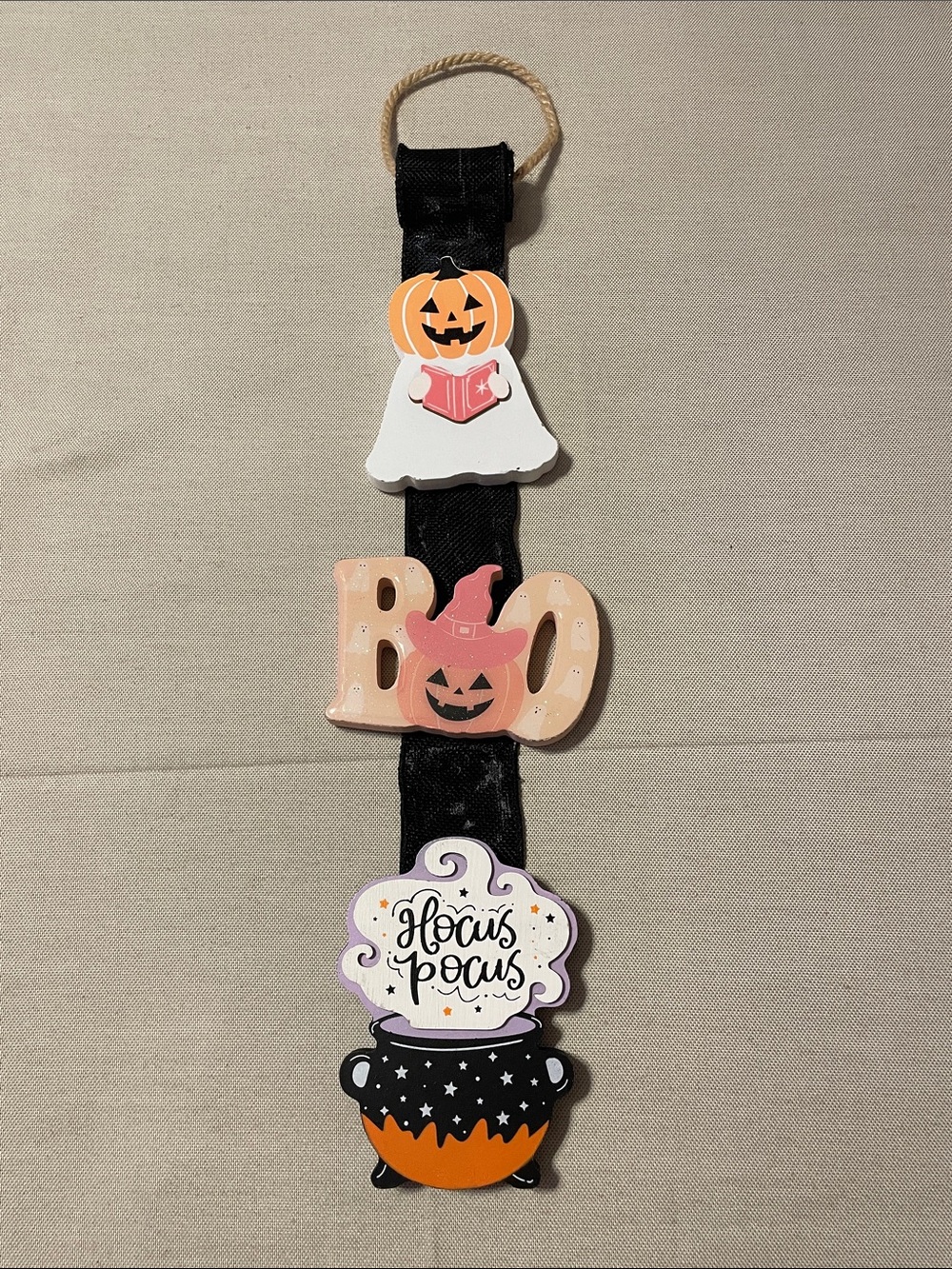 Halloween Ghost and Boo Hanger - Pink, White, Orange & Black